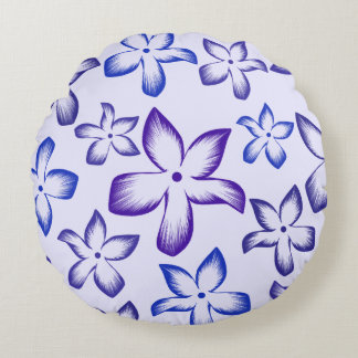 Almofada Redonda Blue And Purple Floral Brushstroke Round Pillow