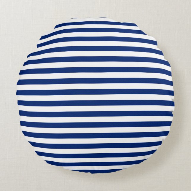 Almofada Redonda Blue and White Stripes (Frente)