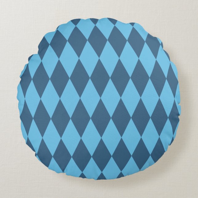 Almofada Redonda Blue Bavaria Rhombus Flag Pattern (Frente)
