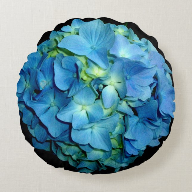 Almofada Redonda Blue Hydrangea (Frente)