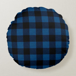 Almofada Redonda Blue Lumberjack Plaid