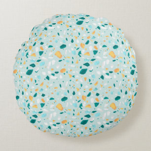 Almofada Redonda Blue Terrazzo Pattern