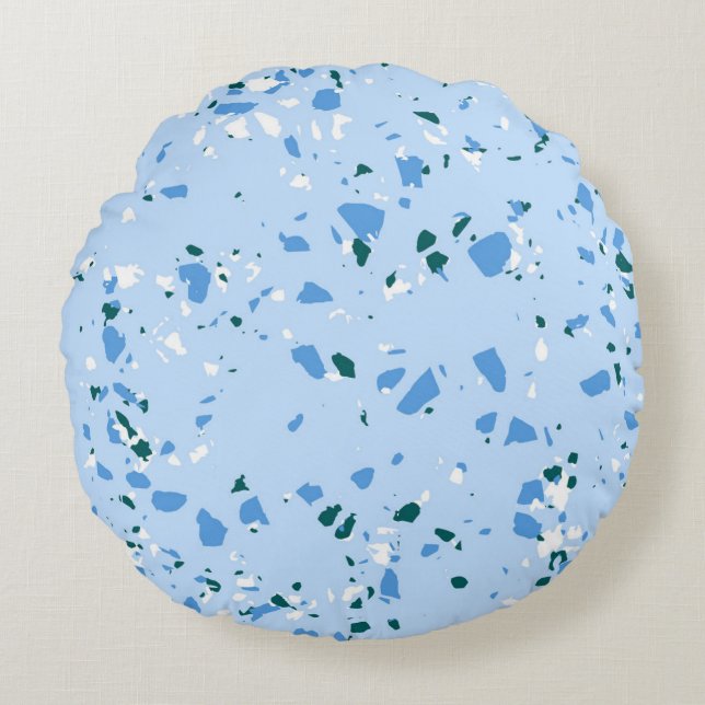Almofada Redonda Blue Terrazzo Pattern (Frente)