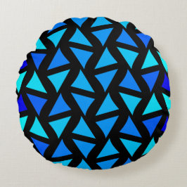 Almofada Redonda Blues de padrão de abstrato