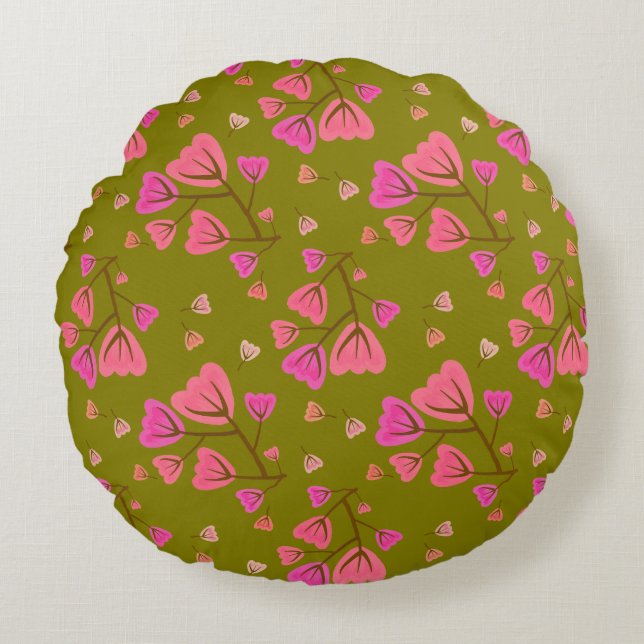Almofada Redonda Blushing Petals Round Accent Pillow (Frente)