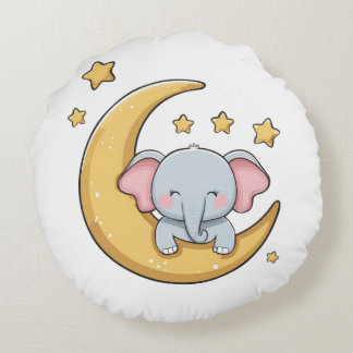 Almofada Redonda Boa noite elefante bebê sonolento