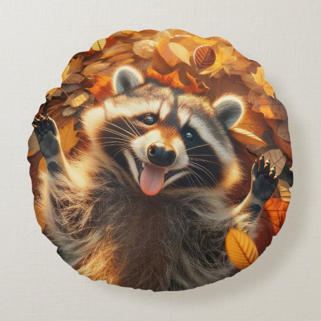 Almofada Redonda Bobo Fall Raccoon (Frente)