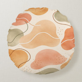 Almofada Redonda Boho Abstract Organic Shape Pillow - Earthy Terrac