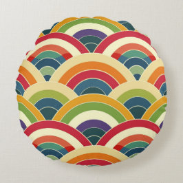 Almofada Redonda Boho Arco-íris Colorido