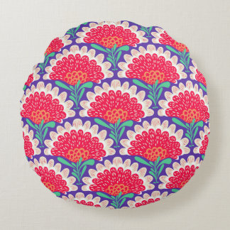 Almofada Redonda Boho Chic Floral Vintage Impressão.