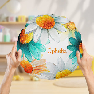 Almofada Redonda Boho Chic Wildflores Daisies Pattern Nursery