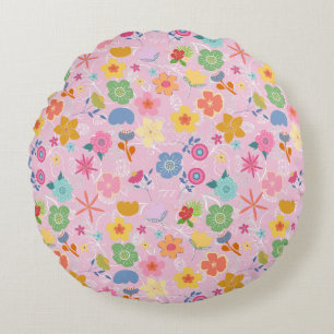 Almofada Redonda Boho Flowers Padrão B01.w LPink BG