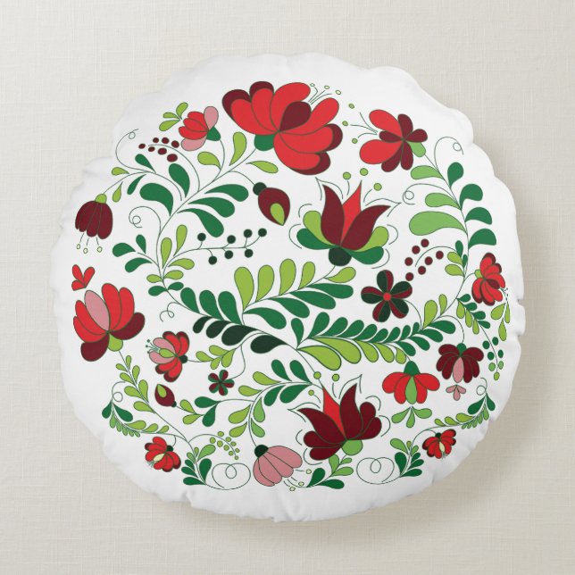 Almofada Redonda Boho Folk Floral Matyo (Frente)