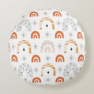 Almofada Redonda Boho retro linha arco-íris estrelas da lua