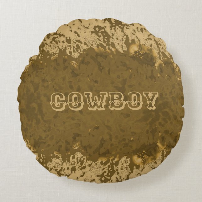Almofada Redonda Boho Rustic Cowboy Design (Frente)