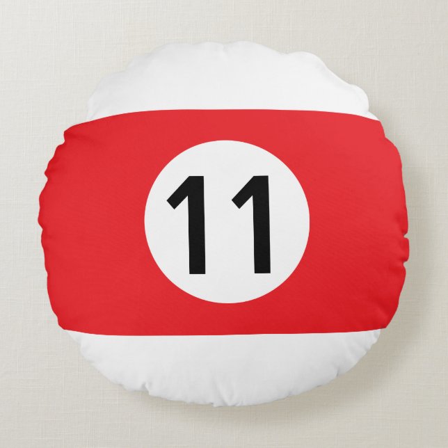 Almofada Redonda Bola de Bilhar Sólida ou de Faixa - 100% Editável (Frente)