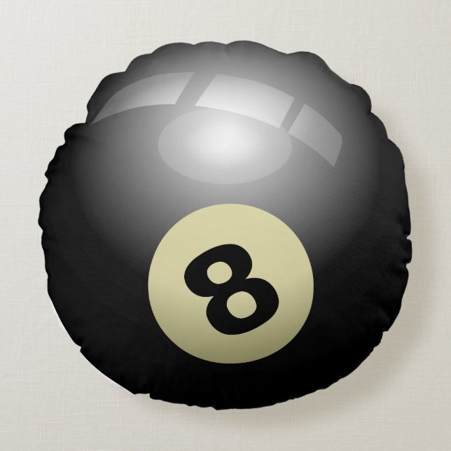Almofada Redonda bola de billar negra. (Frente)