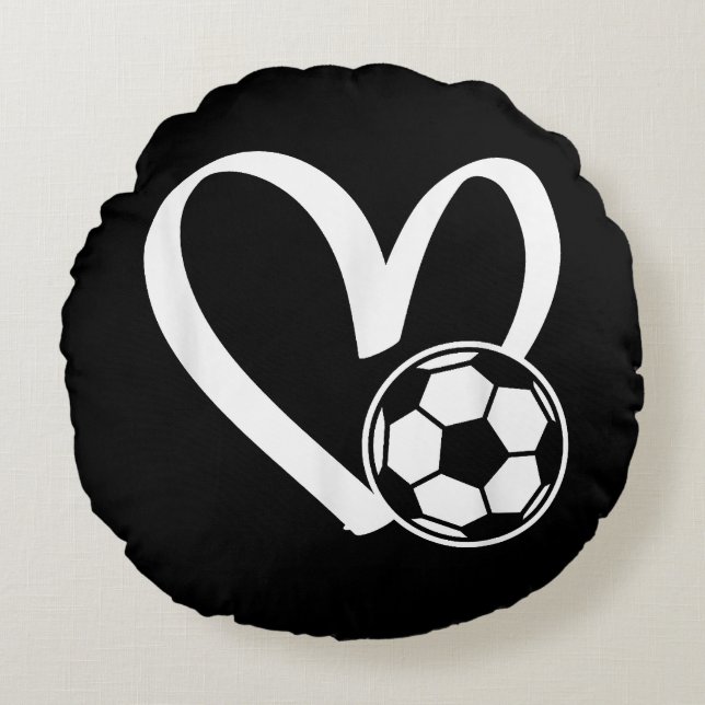 Almofada Redonda Bola de Futebol Coração (Frente)
