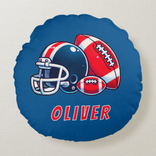 Almofada Redonda Bola de Futebol Helmet Cartoon Birthday Boy