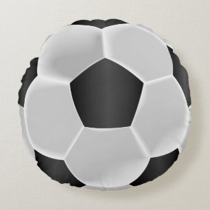 Almofada Redonda Bola de Futebol Preta e Branca