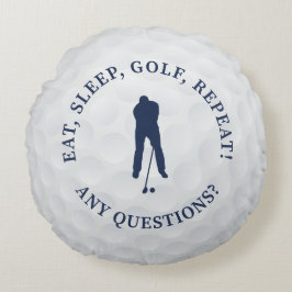 Almofada Redonda Bola de Golfe Silhueta de Golfista Masculino Perso
