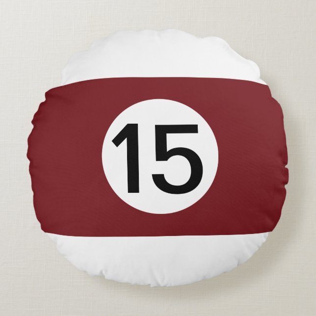 Almofada Redonda Bolas de Bilhar Sólidas e Stripe #15 Colecionam to (Frente)