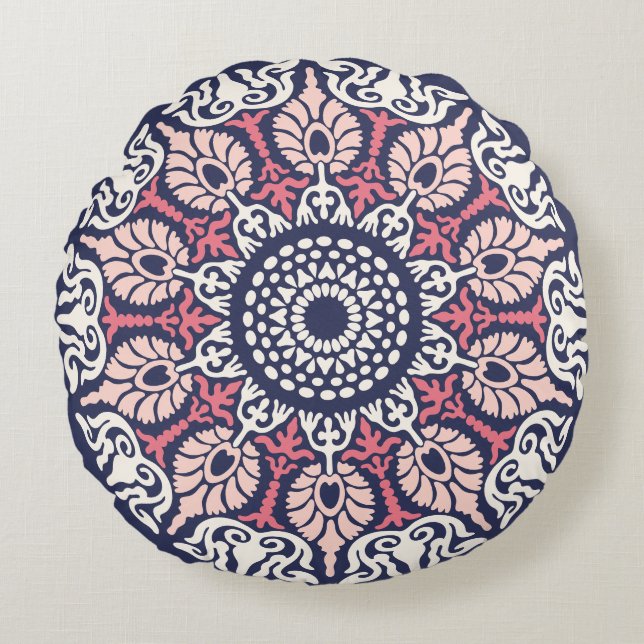 Almofada Redonda Bold Ethnic Modern Mandala boho chic Indian Yoga (Frente)