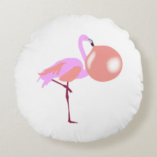 Almofada Redonda Bolha Engraçada Goma Flamingo Soprando Bolha