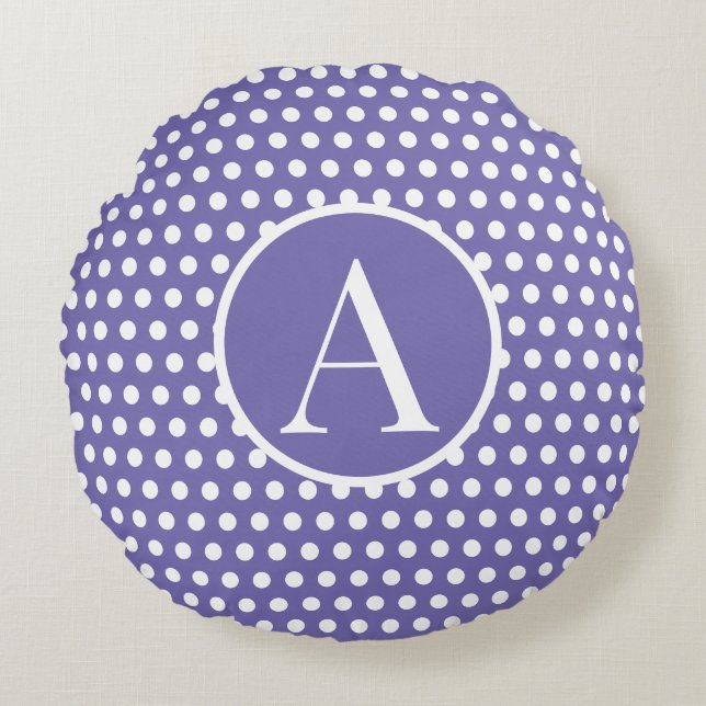 Almofada Redonda Bolinhas inicial Clássica de Chic Cute (Frente)