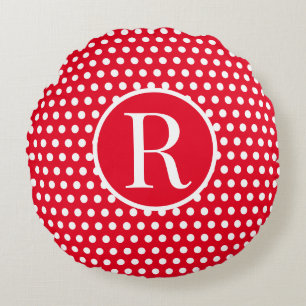 Almofada Redonda Bolinhas inicial Clássico Vermelho Personalizado