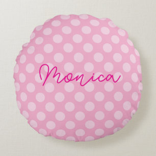 Almofada Redonda Bolinhas Personalizada de Rosas claro