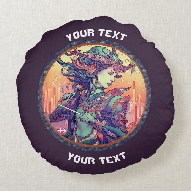 ALMOFADA REDONDA BOLSA DE SINAL ZODIAC SAGITTARIUS PERSONALIZADO (Verso)