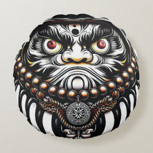 Almofada Redonda Boneca Daruma Arte Japonesa