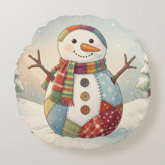 Almofada Redonda Boneco de Neve Alegre