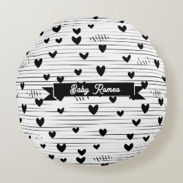 Almofada Redonda Bonita Abstrato Minimalista Amor Preto