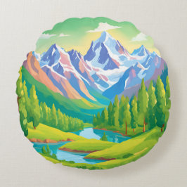 Almofada Redonda Bonitas Montanhas