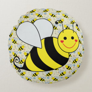 Almofada Redonda Bonito Bumble a abelha com teste padrão
