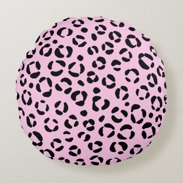 Almofada Redonda Bonito em impressão animal rosa (Frente)