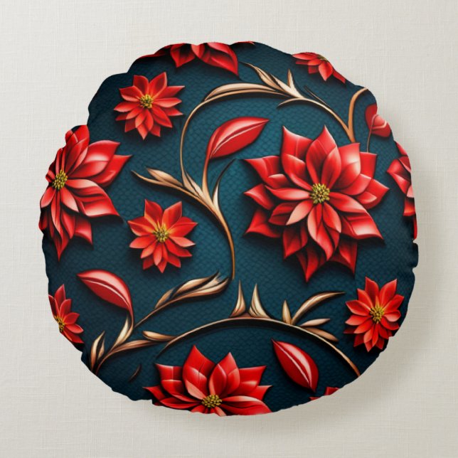 Almofada Redonda Bonito Poinsettia (Frente)