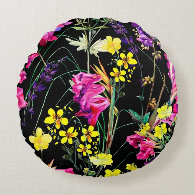 Almofada Redonda Bonito prática decorativa ocular floral (Frente)