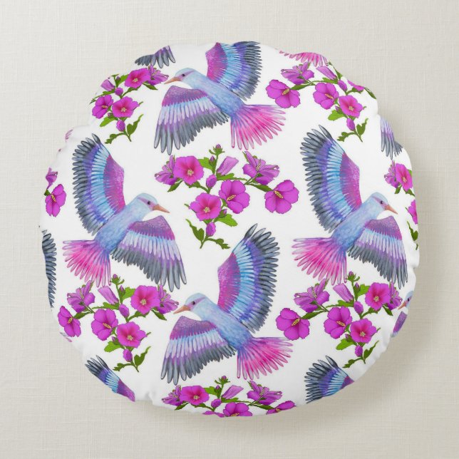 Almofada Redonda Bonito prática decorativa ocular floral (Frente)