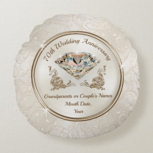 Almofada Redonda Bonito Presente Personalizado de 70 Anos