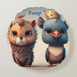 Almofada Redonda Bons amigos animais selvagens