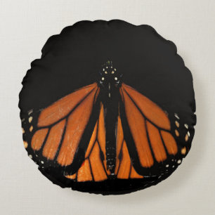 Almofada Redonda Borboleta Monarca na chave de Laranja