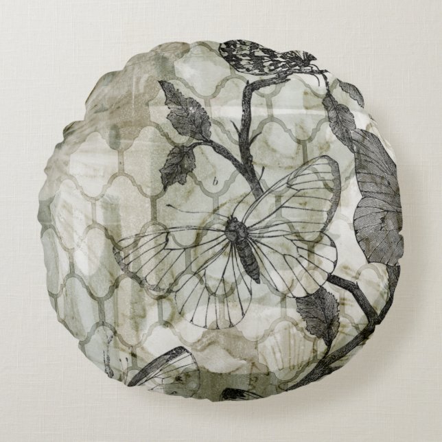 Almofada Redonda Borboletas árabes II (Frente)
