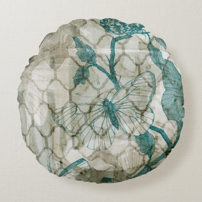 Almofada Redonda Borboletas árabes VI (Frente)
