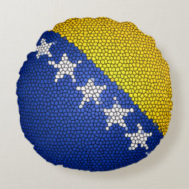 Almofada Redonda Bosnia and Herzegovina Flag Patriotic Home Decor