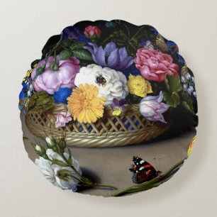 Almofada Redonda Bosschaert Flower Ainda A Vida Insetos Arte Neerla