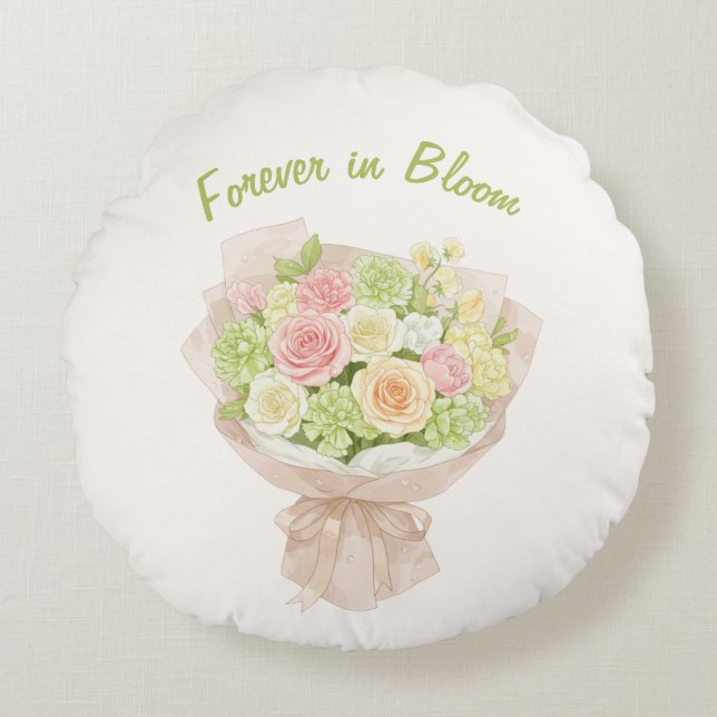 Almofada Redonda  Bouquet　forever in Bloom (Frente)