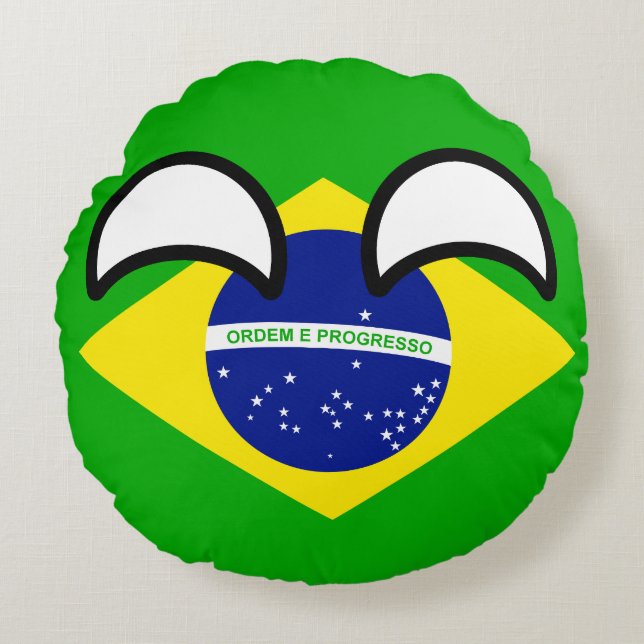 Almofada Redonda Brasil Geeky de tensão engraçado Countryball (Frente)